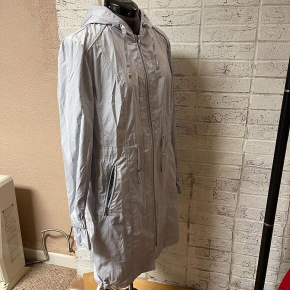 Cole Haan Signature Gray Hooded Rain Jacket Large - Picture 6 of 13
